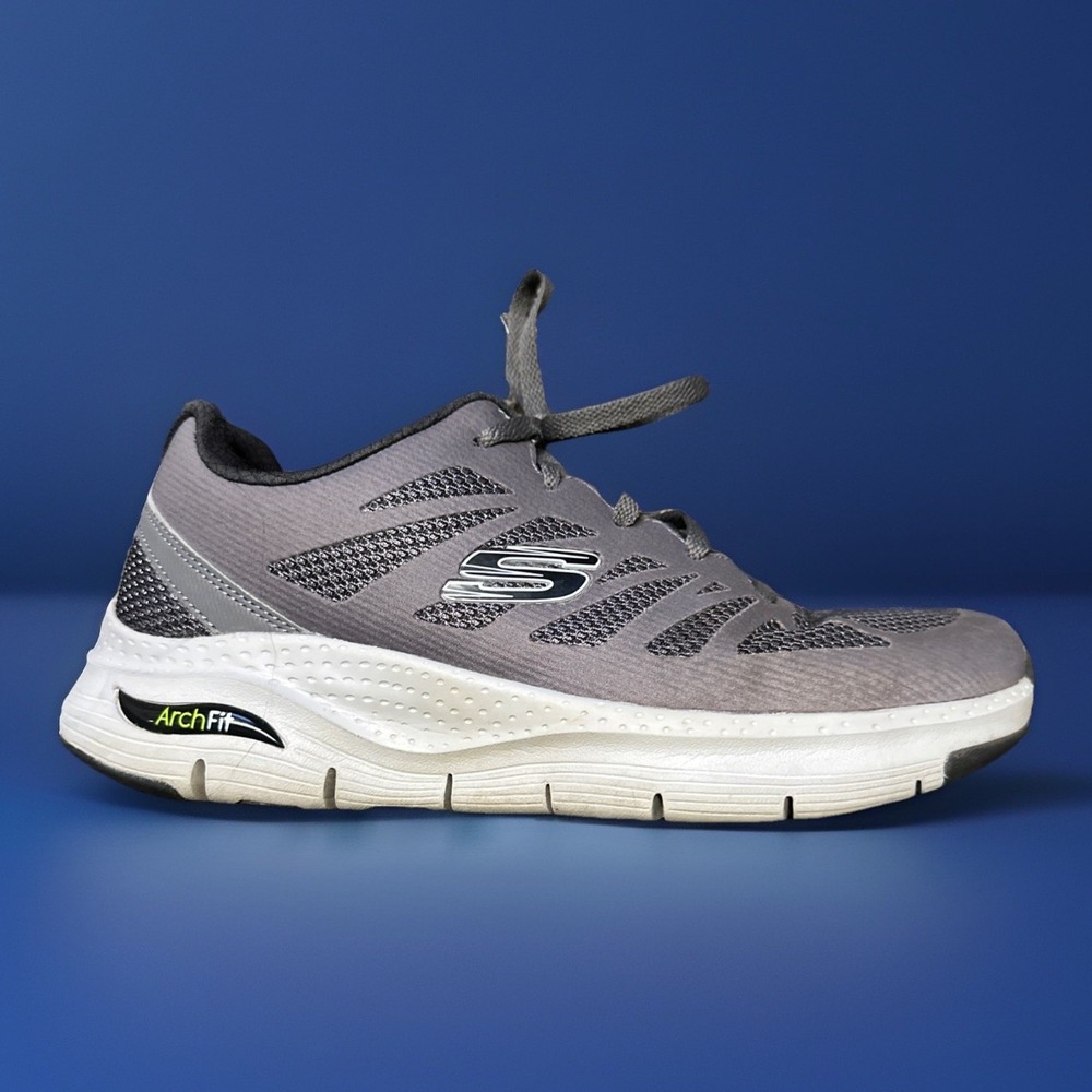 Skechers Arch Fit Shoes Mens Size 7.5 Gray Black Athletic Comfort Walking